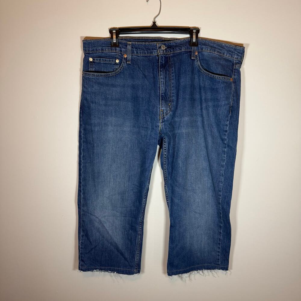 Mens 40x21.5 Blue 559 Levi Straus Cropped Baggy Tattered Casual Blue Jeans